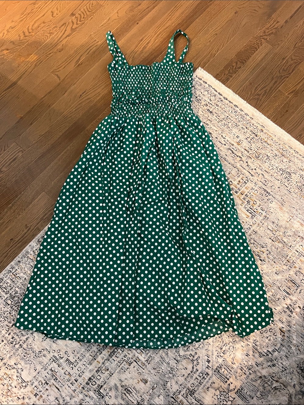 Swoon Boutique Green and White Polka Dot Smocked Sundress